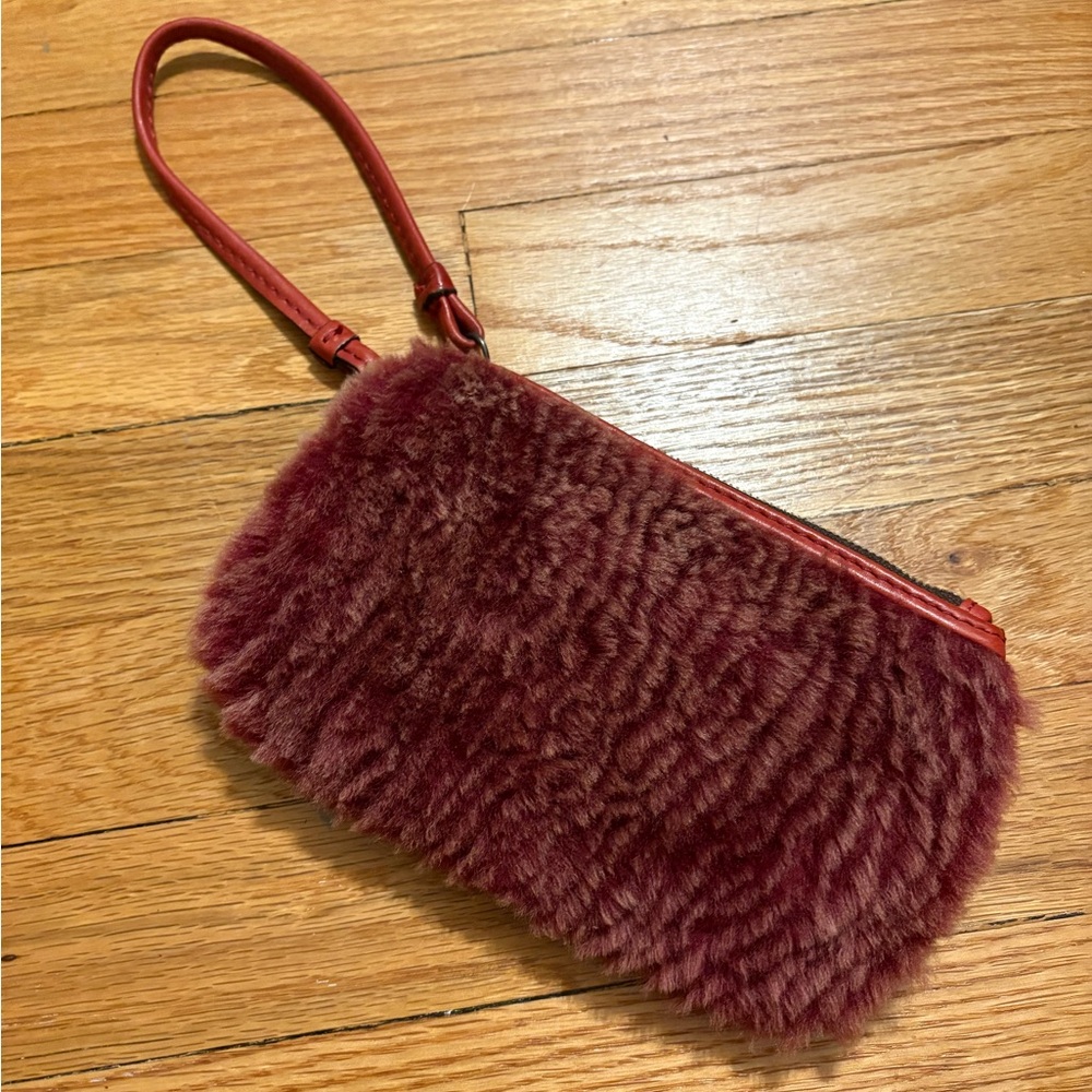 Italian Leather fur wristlet
